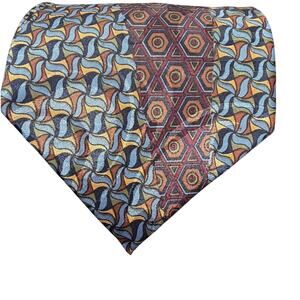 Diamond Silks Hand Made Tie Geometric Patchwork Mosaic Vtg